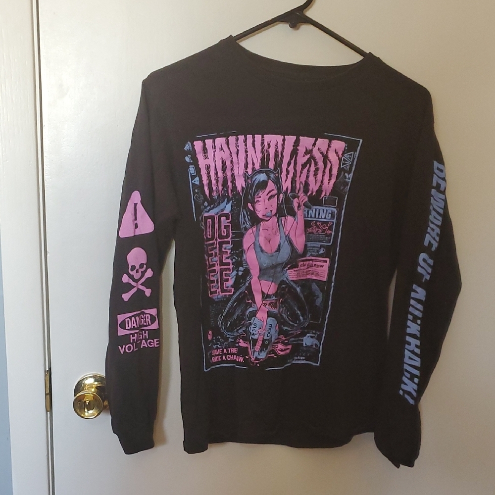 Black Graphic Hauntless Long Sleeve Shirt